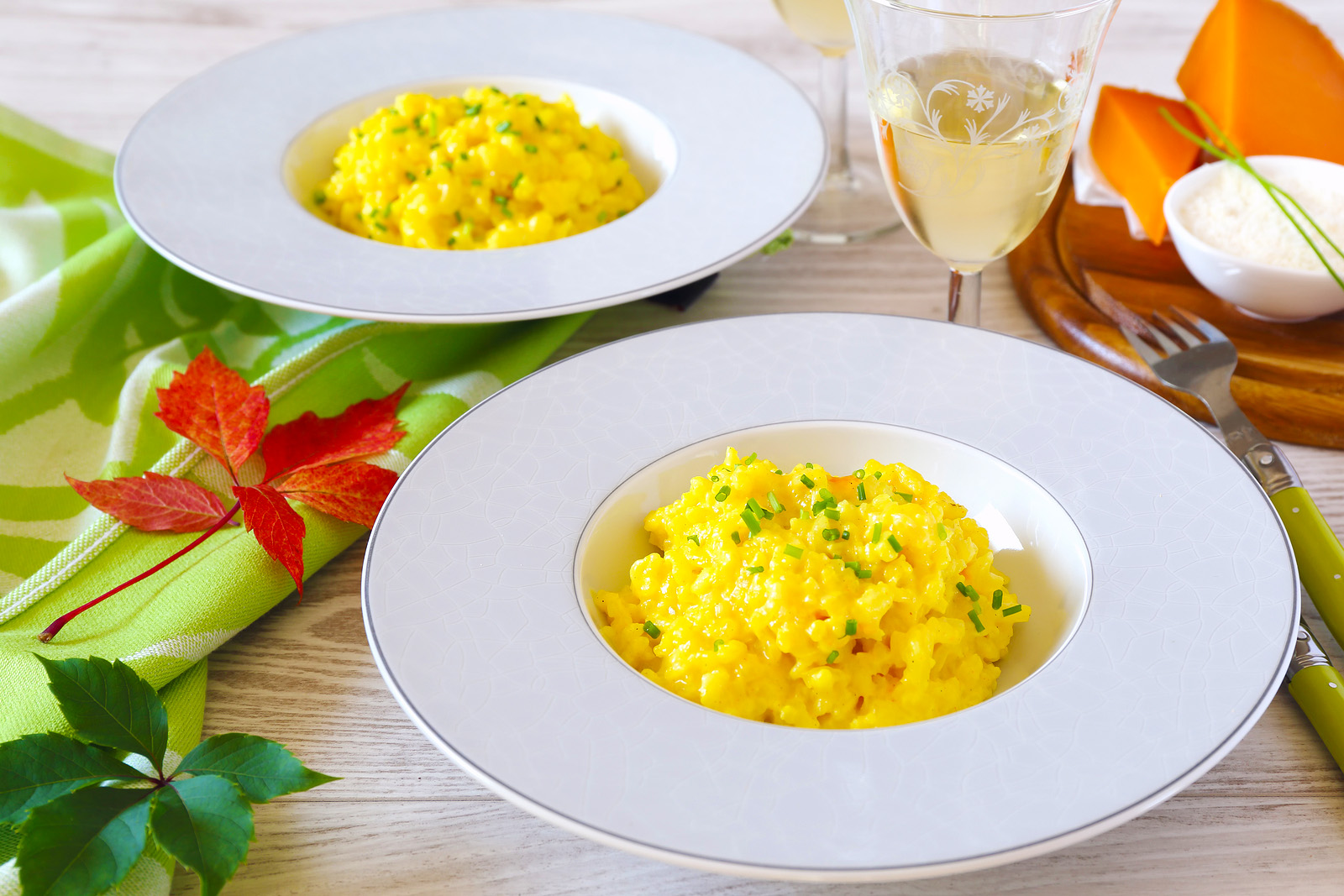 Yellow Beet Risotto With Chives and Crème Fraîche GarnishWine4Food
