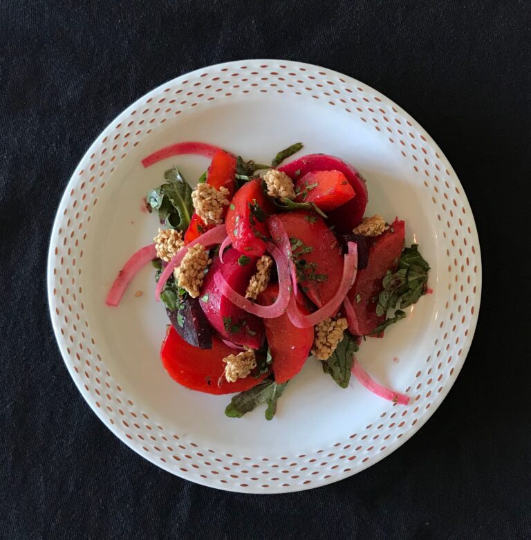 fennel beet salad with sesame crunch and fennel vinaigrette
