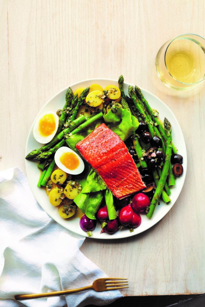 Warm Salmon Salad with Asparagus, Farm Eggs and Fingerling Potatoes