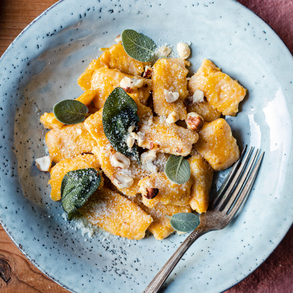 Pumpkin Gnocchi with Butter, Sage & Hazelnuts Wine4Food