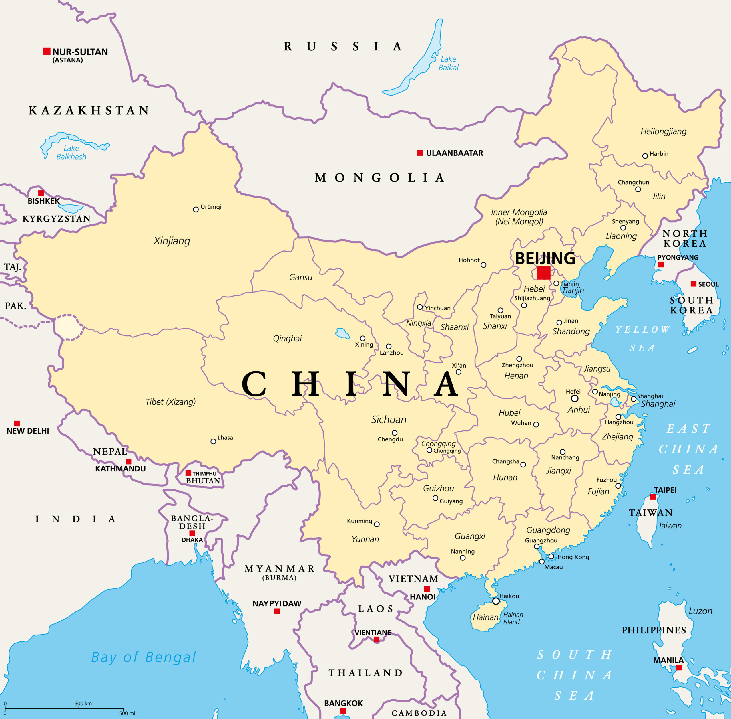 Where Is China In World Political Map - United States Map